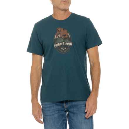 SmartWool Bear Attack Graphic T-Shirt - Merino Wool, Short Sleeve in Twilight Blue