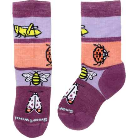 SmartWool Boys and Girls Garden Bugs Full-Cushion Hiking Socks - Merino Wool, Crew in Meadow Mauve