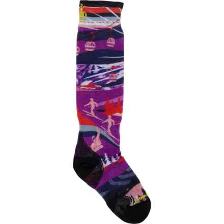 SmartWool Boys and Girls Jr. Zero Cushion Skication Ski Socks - Merino Wool, Over the Calf in Purple Dahlia