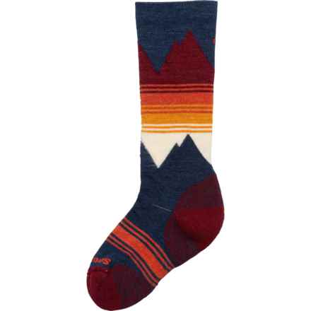 SmartWool Boys and Girls Light Cushion Ski Socks - Merino Wool, Over the Calf in Alpine Blue