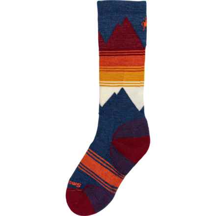 SmartWool Boys and Girls Light Cushion Ski Socks - Merino Wool, Over the Calf in Alpine Blue