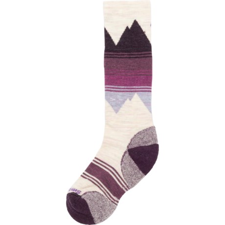SmartWool Boys and Girls Light Cushion Ski Socks - Merino Wool, Over the Calf in Moonbeam
