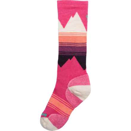 SmartWool Boys and Girls Light Cushion Ski Socks - Merino Wool, Over the Calf in Power Pink