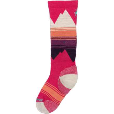 SmartWool Boys and Girls Light Cushion Ski Socks - Merino Wool, Over the Calf in Power Pink