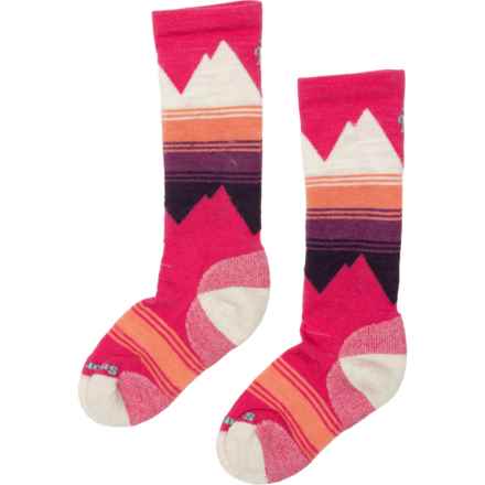 SmartWool Boys and Girls Light Cushion Ski Socks - Merino Wool, Over the Calf in Power Pink
