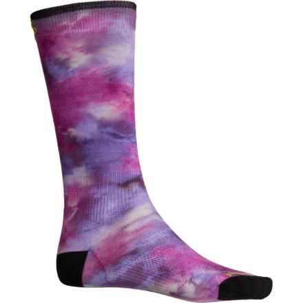 SmartWool Boys and Girls Tie Dye Print Zero Cushion Ski Socks - Merino Wool, Over the Calf in Purple Iris