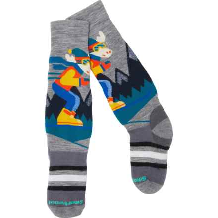 SmartWool Boys and Girls Wintersport Full Cushion Mountain Ski Socks - Merino Wool, Over the Calf in Light Gray