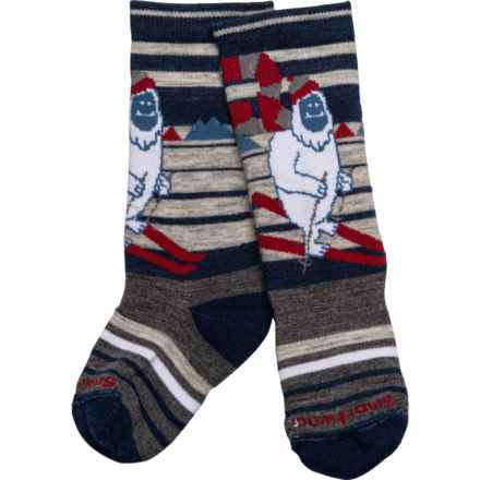 SmartWool Boys and Girls Wintersport Full Cushion Yeti Pattern Socks - Merino Wool, Over the Calf in Alpine Blue