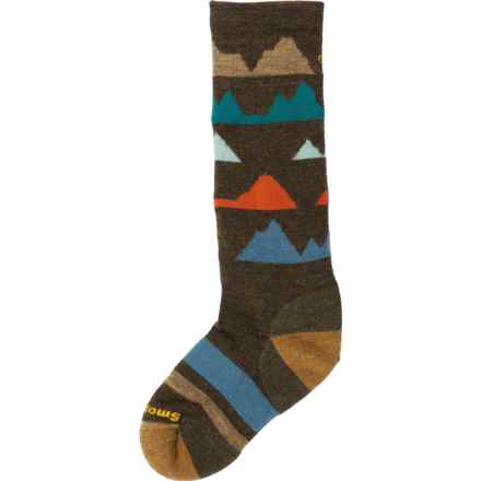 SmartWool Boys and Girls Wintersport Mountain Pattern Socks - Merino Wool, Over the Calf in Military Olive