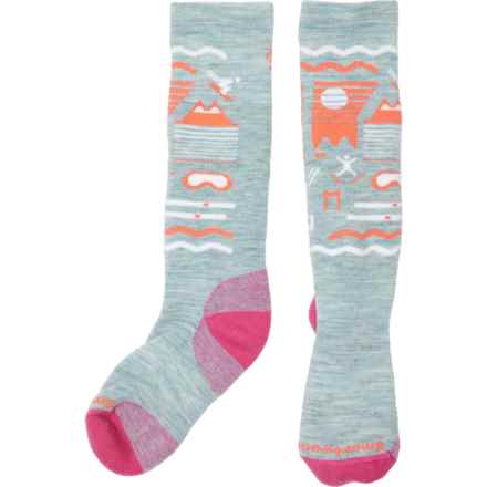 SmartWool Boys and Girls Wintersport Pattern Ski Socks - Merino Wool, Over the Calf in Frosty Green