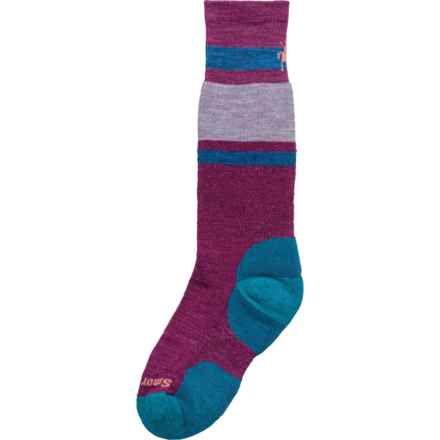 SmartWool Boys and Girls Wintersport Stripe Ski Socks - Merino Wool, Over the Calf in Meadow Mauve