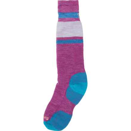 SmartWool Boys and Girls Wintersport Stripe Ski Socks - Merino Wool, Over the Calf in Meadow Mauve