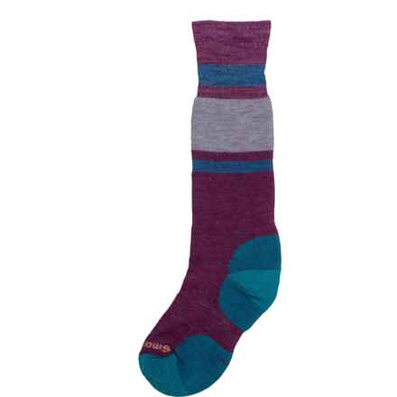 SmartWool Boys and Girls Wintersport Stripe Ski Socks - Merino Wool, Over the Calf in Purple Eclipse