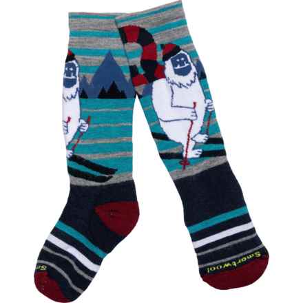 SmartWool Boys and Girls Wintersport Yeti Ski Socks - Merino Wool, Over the Calf in Light Gray