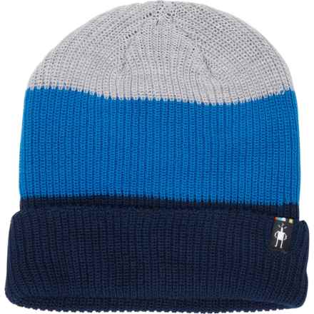 SmartWool Cantar Color-Block Beanie - Merino Wool (For Men) in Laguna Blue