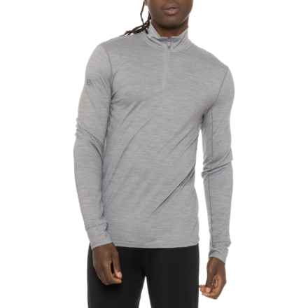 SmartWool Classic Base Layer Shirt - Merino Wool, Zip Neck, Long Sleeve in Light Gray Heather