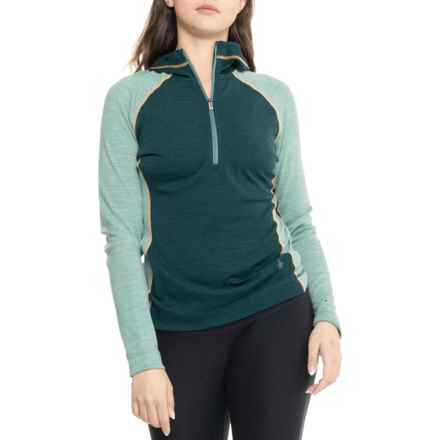 SmartWool Classic Thermal Base Layer Hoodie - Merino Wool, Zip Neck, Long Sleeve in Classic Thermal Bl Twilight/Arctic Green