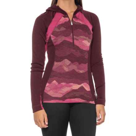 SmartWool Classic Thermal Base Layer Top - Merino Wool, Zip Neck, Long Sleeve in Black Cherry Heather