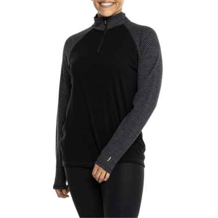 SmartWool Classic Thermal Base Layer Top - Merino Wool, Zip Neck, Long Sleeve in Black Dot