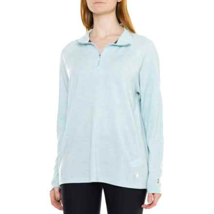 SmartWool Classic Thermal Base Layer Top - Merino Wool, Zip Neck, Long Sleeve in Bleached Aqua Heather