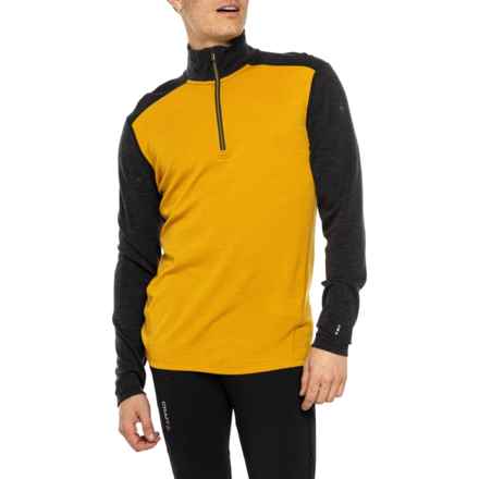 SmartWool Classic Thermal Base Layer Top - Merino Wool, Zip Neck, Long Sleeve in Charcoal/Honey Gold