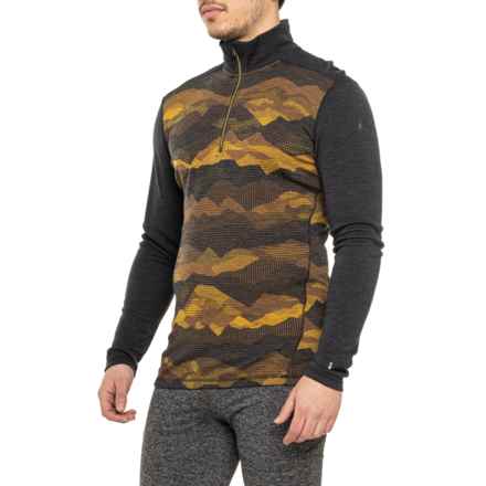 SmartWool Classic Thermal Base Layer Top - Merino Wool, Zip Neck, Long Sleeve in Charcoal Mountain Scape