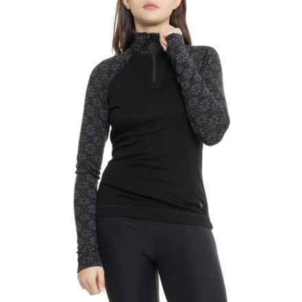 SmartWool Classic Thermal Base Layer Top - Merino Wool, Zip Neck, Long Sleeve in Classic Thermal Bl Black Digi Snow
