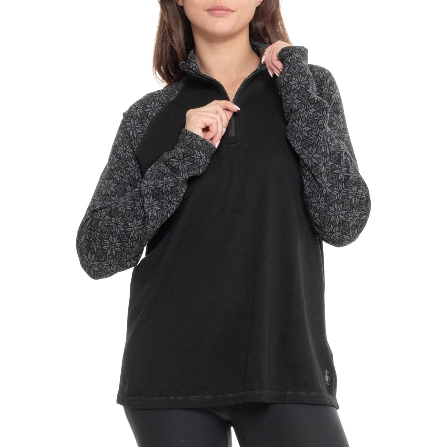 (取寄) スマートウール クラシック サーマル ベース レイヤー トップ - メリノ ウール, ジップ ネック, ロング スリーブ SmartWool Classic Thermal Base Layer Top - Merino Wool, Zip Neck, Long Sleeve Bl Black Digi  smartwool-classic-thermal-base