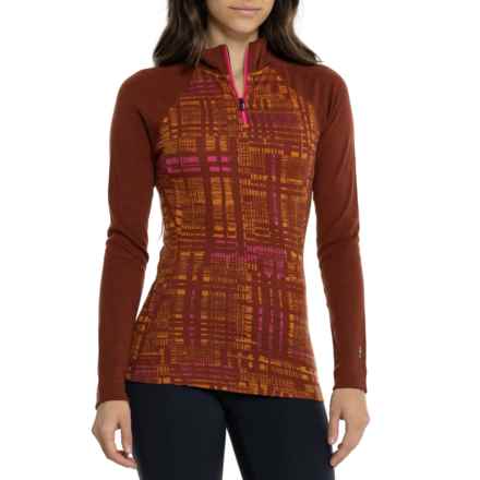 SmartWool Classic Thermal Base Layer Top - Merino Wool, Zip Neck, Long Sleeve in Nts Pecan Brown Digi Plaid