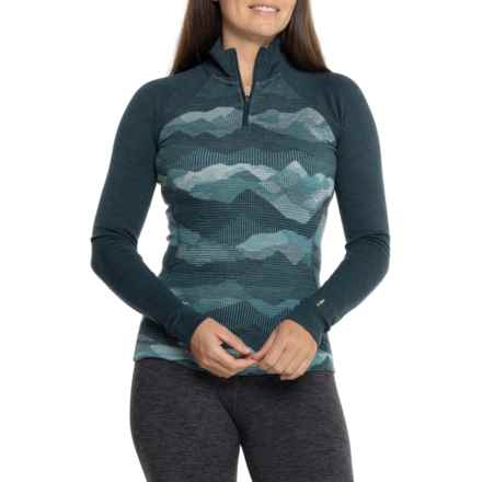 SmartWool Classic Thermal Base Layer Top - Merino Wool, Zip Neck, Long Sleeve in Twilight Blue Mtn Scape