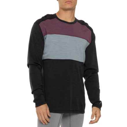 SmartWool Classic Thermal Color-Block Base Layer Top - Merino Wool, Long Sleeve in Charcoal/Argyle Purple