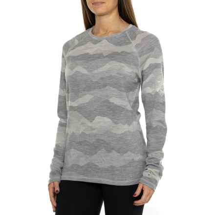 SmartWool Classic Thermal Pattern Base Layer Top - Merino Wool, Long Sleeve in Light Grey Mountain Scape