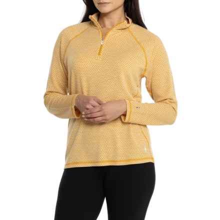 SmartWool Classic Thermal Zip Neck Base Layer Top - Merino Wool, Long Sleeve in Honey Gold Dot