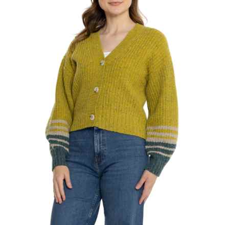 SmartWool Cozy Lodge Cropped Cardigan Sweater - Merino Wool in Citron Heather