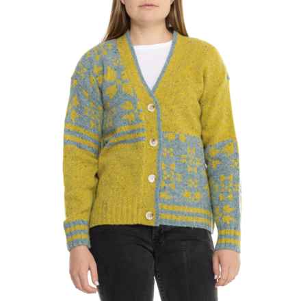 SmartWool Cozy Lodge Fair Isle Cardigan Sweater - Merino Wool in Everyday Citron Heather