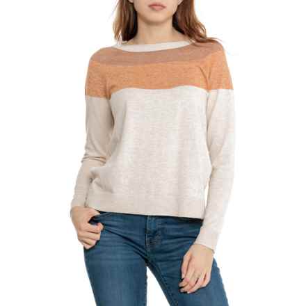 SmartWool Edgewood Color-Block Crew Sweater - Merino Wool in Almond Heather