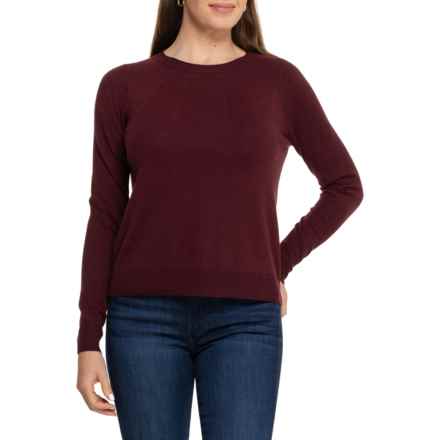 SmartWool Edgewood Color-Block Crew Sweater - Merino Wool in Black Cherry Heather