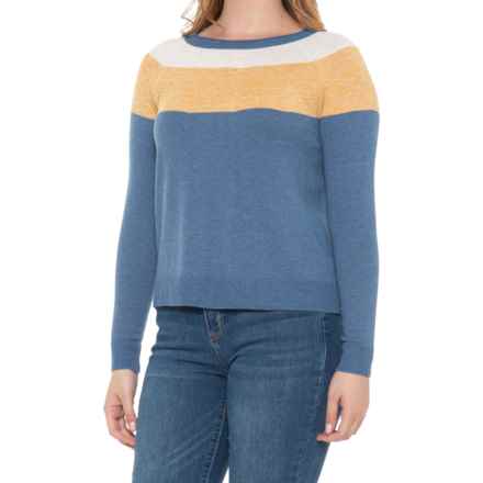 SmartWool Edgewood Color-Block Crew Sweater - Merino Wool in Blue Horizon Heather