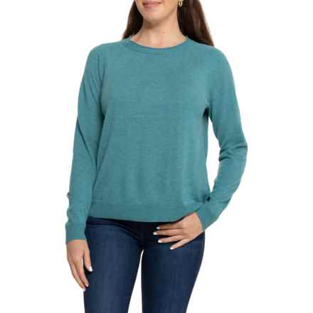 SmartWool Edgewood Color-Block Crew Sweater - Merino Wool in Cascade Green H