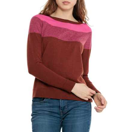 SmartWool Edgewood Color-Block Crew Sweater - Merino Wool in Pecan Brown H