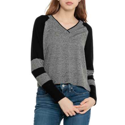 SmartWool Edgewood Color-Block V-Neck Sweater - Merino Wool in Blacknaturalmarl