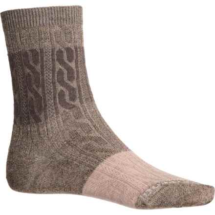 SmartWool Everyday Color-Block Cable Socks - Merino Wool, Crew (For Men and Women) in Military Olive/Fossil