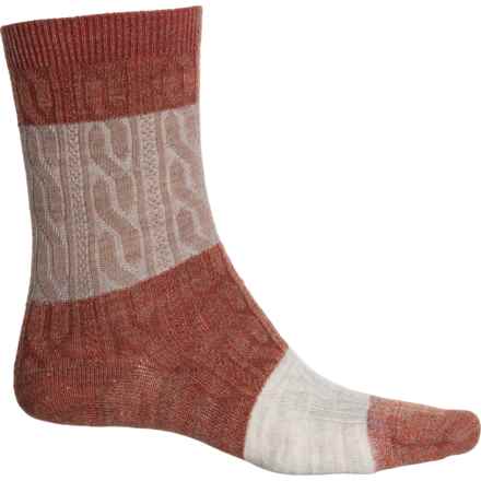 SmartWool Everyday Color-Block Cable Socks - Merino Wool, Crew (For Men) in Picante
