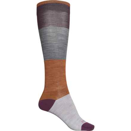 SmartWool Everyday Compression Color-Block Socks - Merino Wool, Over the Calf (For Women) in Bordeaux/Acorn