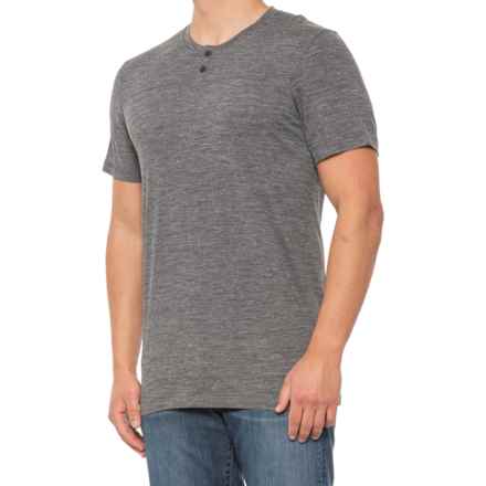 SmartWool Everyday Exploration Henley Shirt - UPF 20+, Merino Wool, Short Sleeve in Medium Gray Heather