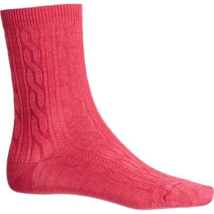 SmartWool Everyday Zero Cushion Cable Socks - Merino Wool, Crew (For Women) in Pomegranate