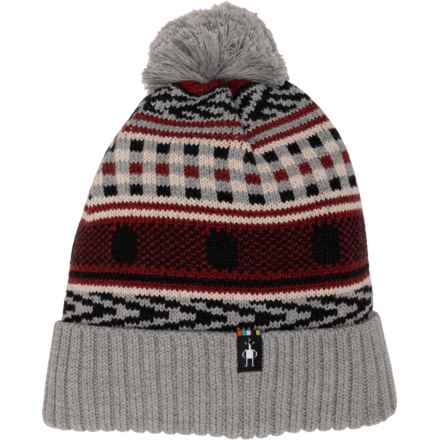SmartWool Fair Isle Beanie - Merino Wool, Fleece Lined in Light Gray Heather