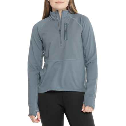 SmartWool Fleece Wind Shirt - Zip Neck, Merino Wool, Long Sleeve in Active Pewter Blue