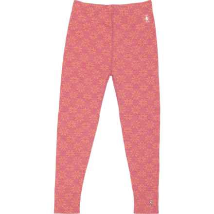 SmartWool Girls Classic Thermal Base Layer Pants - Merino Wool in Classic Thermal Bl Garden Pink Digi Snow