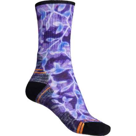 SmartWool Hike Light Cushion Floral Print Hiking Socks - Merino Wool, Crew (For Women) in Purple Iris